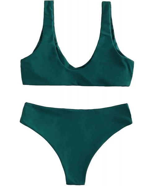 Sets Women's Sexy Bikini Swimsuit Tie Knot Front Swimwear Set - Detachable-green - CK18LYUXYA3