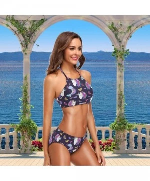 Sets Women's Chic Summer Hot 2 Piece Halter Neack High Waist Padded Sexy Swimsuit - Unicorn - CK18GG4IC07