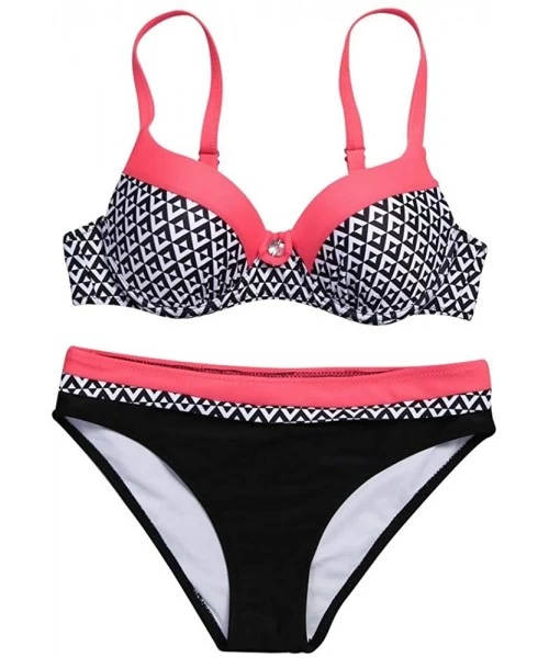 Sets Women's Triangle Print Halter Bikini Padded Push Up Two Piece Swimsuits Swimwear Bathing Suits Beachwear Watermelon Red ...