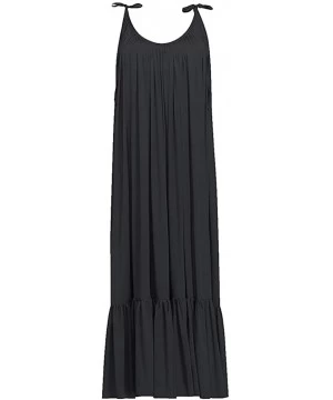 Bottoms Long Maxi Dress Backless Sleeveless Everning Party Beach Dresses High Waist Sexy Casual Loose Beach Dresses Black - C...