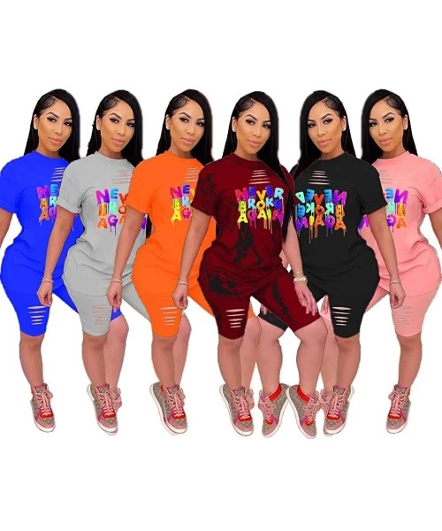 One-Pieces Women's 2 Piece Shorts Outfits Summer Cartoon Printed T Shirt & Shorts Joggers Casual Athletic Tracksuits Set L 51...