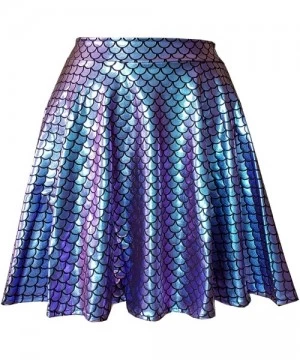 Tankinis Rave Bottoms Outfits Iridescent Mermaid Party Supplies Holographic High Waisted Flare Skater Skirt - 369pmd - CC18AL...