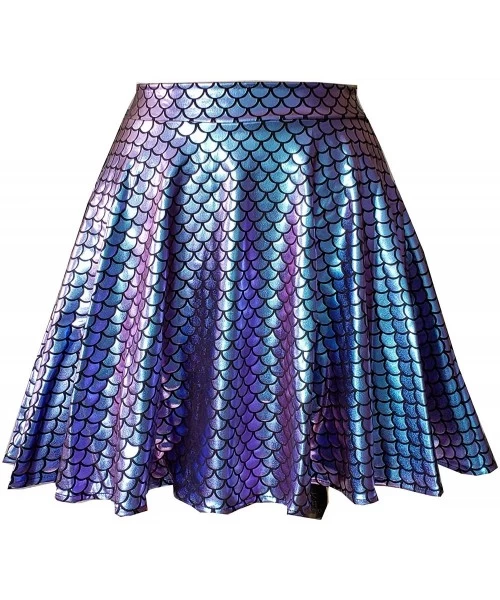 Tankinis Rave Bottoms Outfits Iridescent Mermaid Party Supplies Holographic High Waisted Flare Skater Skirt - 369pmd - CC18AL...