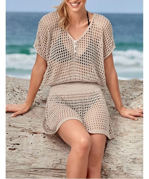 Cover-Ups Bikini Swimwear Cover Up for Women Loose Beach Tunic Dress - A-apricot - CN18RW5X280