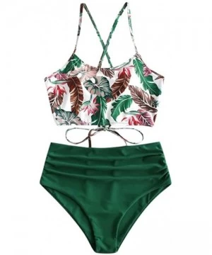 Sets Womens High Waisted Bikini- Sexy Two Piece Swimsuit Bathing Suit Swimwear - Green - CS1966DHD33