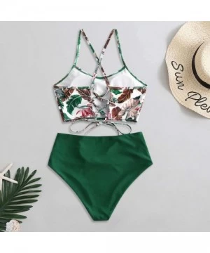 Sets Womens High Waisted Bikini- Sexy Two Piece Swimsuit Bathing Suit Swimwear - Green - CS1966DHD33