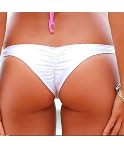 Bottoms Women's Hot Summer Brazilian Beachwear Bikini Bottom Thong Swimwear - White - CM18GG4762M