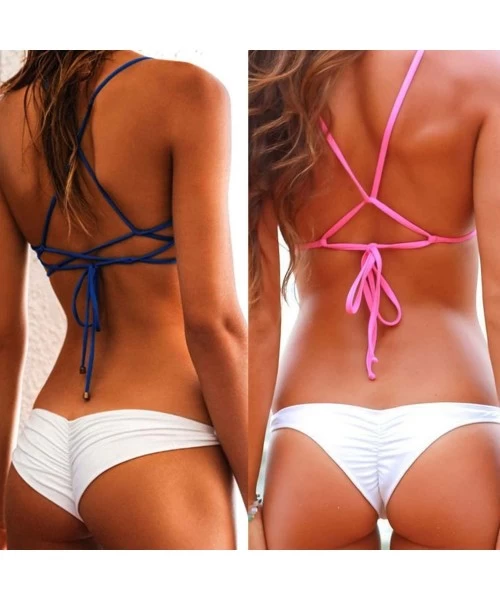 Bottoms Women's Hot Summer Brazilian Beachwear Bikini Bottom Thong Swimwear - White - CM18GG4762M