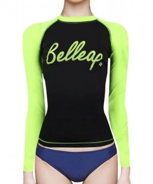 Rash Guards New Surfing Summer Beach Rash Guard Women Long Sleeve Shirt Swimwear Swimsuit - R0521/Neon Green Black - CH123EETPXN