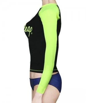 Rash Guards New Surfing Summer Beach Rash Guard Women Long Sleeve Shirt Swimwear Swimsuit - R0521/Neon Green Black - CH123EETPXN