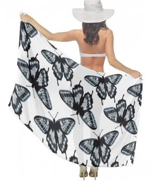 Cover-Ups Women Chiffon Sarong Beach Bikini Cover Up Wedding Party Shawls Wraps - Bright Butterflies Hand - C519CACH6CD