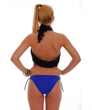 Tankinis Sexy Women's Bikini Bottom Tanga Thin tie Side - Made in EU Lady Swimwear 101 - French Blue - CN195LSGKHS