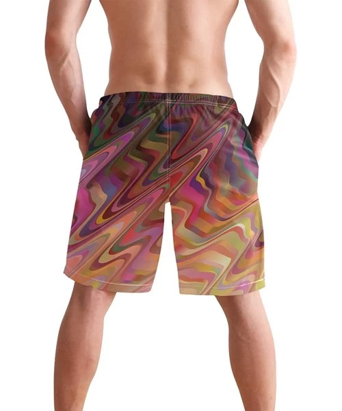 Board Shorts Mens Swim Trunks Anchors Starfish Beach Board Shorts - Dark Pink - CX18NX8U4OA