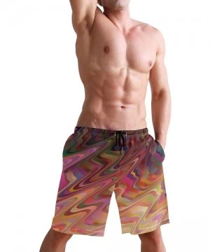 Board Shorts Mens Swim Trunks Anchors Starfish Beach Board Shorts - Dark Pink - CX18NX8U4OA