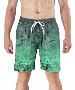 Board Shorts Men's Swim Trunk Beach Shorts - Green Gradient - CA18KE8MWS2