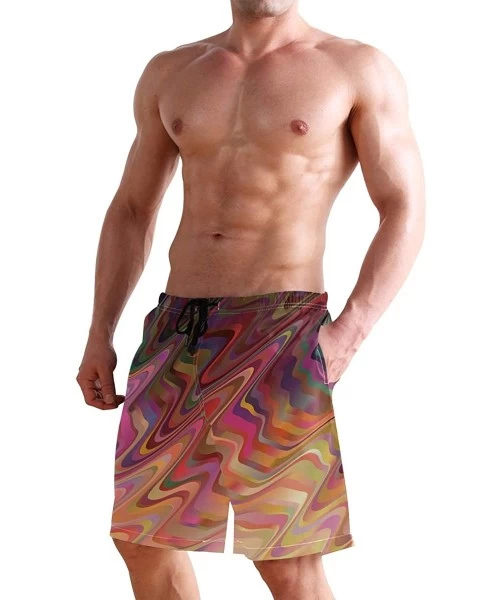 Board Shorts Mens Swim Trunks Anchors Starfish Beach Board Shorts - Dark Pink - CX18NX8U4OA