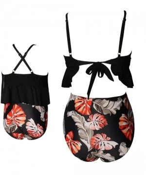 Sets Mommy and Me Swimsuits Two Piece Swimwear Matching Family High Waisted Bikini - Black - CP196UL45E0