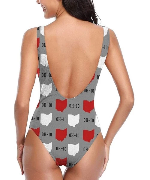 One-Pieces Ohio State Gray USA America Womens Bikini Swimwear One Piece Monokini Swimsuit Beachwear - White - CB18TT99CIC