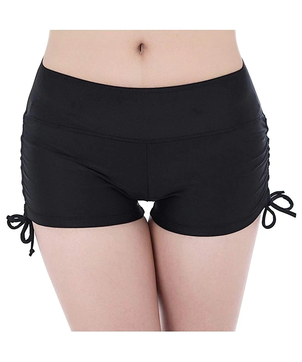 Board Shorts Women's Swimming Trunks Beach Shorts Board Shorts Yoga Shorts with Side Ties Swimwear - Black - C318NLA9XXM