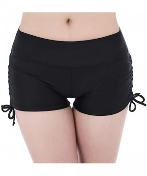 Board Shorts Women's Swimming Trunks Beach Shorts Board Shorts Yoga Shorts with Side Ties Swimwear - Black - C318NLA9XXM