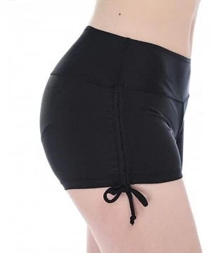 Board Shorts Women's Swimming Trunks Beach Shorts Board Shorts Yoga Shorts with Side Ties Swimwear - Black - C318NLA9XXM