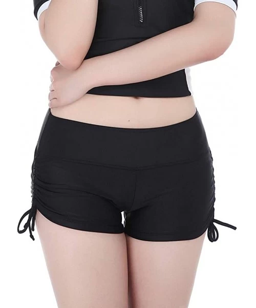 Board Shorts Women's Swimming Trunks Beach Shorts Board Shorts Yoga Shorts with Side Ties Swimwear - Black - C318NLA9XXM