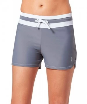 Bottoms Women's Drawstring Swim Short - Cloud Grey/White - C818QYNGODG