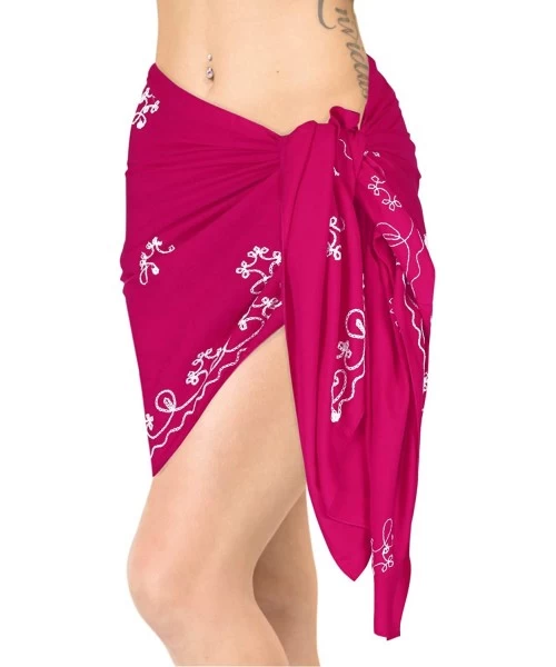 Cover-Ups Shawls Scarves Scarf Women's Plus Size Boho Sarong Swimsuit Cover Up Beach Wrap Embroidered - Pink_e356 - C711HMQ8V4T