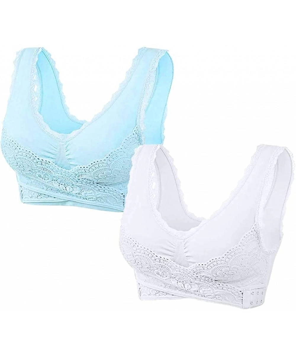 Cover-Ups Instacomfort Wireless Lace Liftbra - White + Blue - CI1986T2SR7