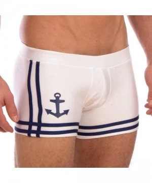 Racing Men's New Sailor Boxer Square Cut Swimsuit Brief - White - CO114CGM71P