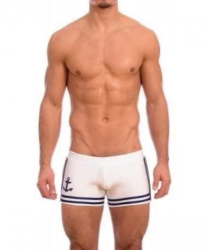 Racing Men's New Sailor Boxer Square Cut Swimsuit Brief - White - CO114CGM71P