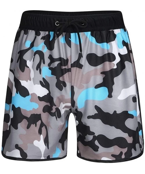 Board Shorts Men's Basic Long Swimming Trunk Camo Surf Shorts Quick Dry Board Shorts Swim Suit - Camouflage - CQ18QQ8WU6Q