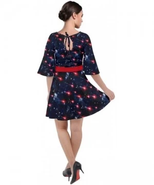 Cover-Ups Womens Space Rocket Planet Sun Moon Science Rick Morty Velour Kimono Dress- XS-3XL - Black Star - CP18AW3Q7NQ