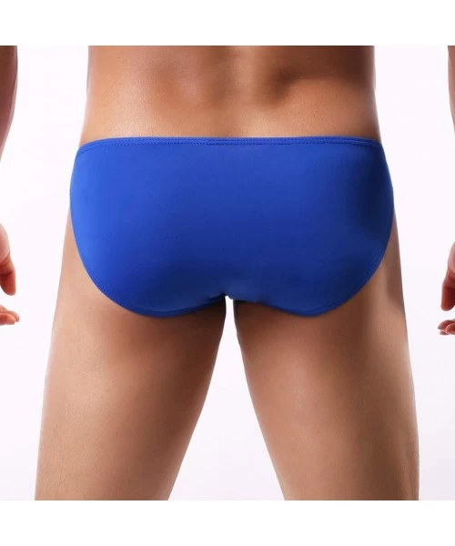 Briefs Men Swimwear Swim Brief Bikini Low Rise Contrast Color Swimsuits Men's Swimming Shorts (L- Blue) - Blue - CI18UXQQQD9