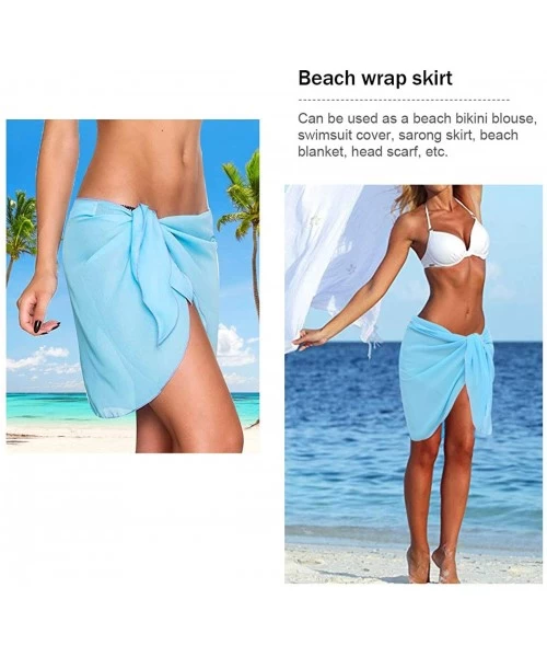 Cover-Ups Swimsuit Wrap Skirt - Women's Chiffon Swimwear Cover Up Beach Short Sarong Pareo Bikini Cover up for Vacation - Bla...