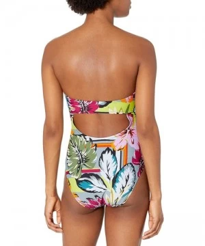 One-Pieces Women's Front Tie Bandeau One Piece Swimsuit - Multi//Sun Daze - CV18ZMKADSK