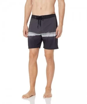 Board Shorts Men's Phantom Stretch Printed 18" Straight Hem Boardshort Swim Short - Black - C618H4LX4XL