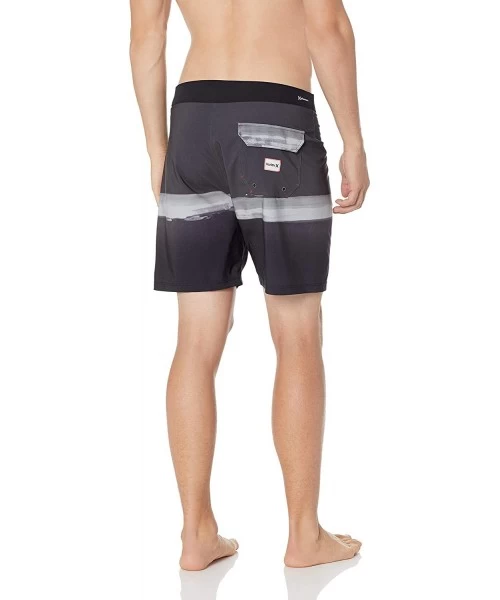 Board Shorts Men's Phantom Stretch Printed 18" Straight Hem Boardshort Swim Short - Black - C618H4LX4XL