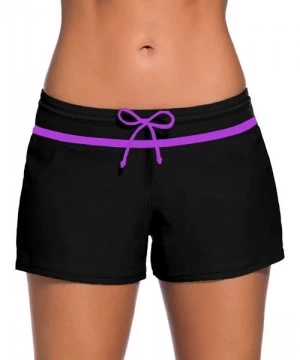 Board Shorts Women's Swim Trunks Board Shorts Boyshort Swimsuit Bottoms Boyleg Beach Swim Short - Purple - C61998UQUQ3