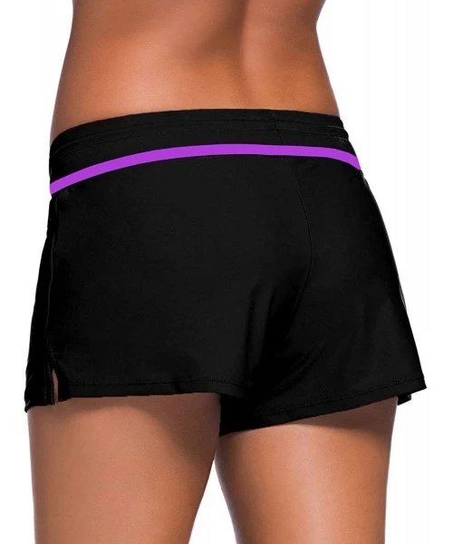 Board Shorts Women's Swim Trunks Board Shorts Boyshort Swimsuit Bottoms Boyleg Beach Swim Short - Purple - C61998UQUQ3