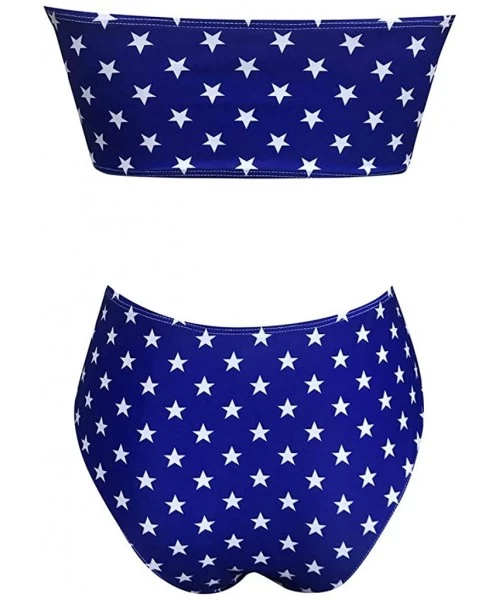 Sets Women 2 Piece Swimwears Sexy Twist Front Bikini Sets Push-Up Padded Halter Swimsuits Bathing Suits - Blue 1 - CN18U5GQS0H