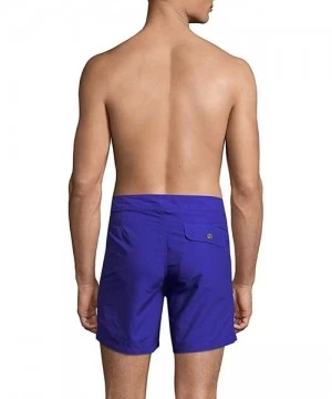 Trunks Men's Fixed Waist Solid Swim Trunk - Blue - C017YW3CN5W