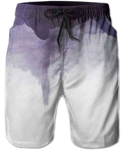 Trunks Men's Swim Trunks Quick Dry Beach Swim Shorts Holiday Bathing Suit - Abstract Purple Watercolor Background - C319C65C0T7