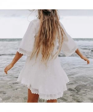 Cover-Ups Women Swimsuit Cover up Loose Cardigan Swimwear Beachwear Bikini Bathing Suit Summer Dress (B-White) - C018SLYRKXI