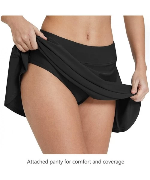 Bottoms Women's High Waisted Swim Skirt Bikini Tankini Bottom with Side Pocket - Black - CD1898278U9