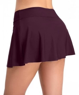 Bottoms Women Shirring Swim Skirt Panty Athletic Bikini Swimsuit Bottom - Purple - CI18UDMG5R3