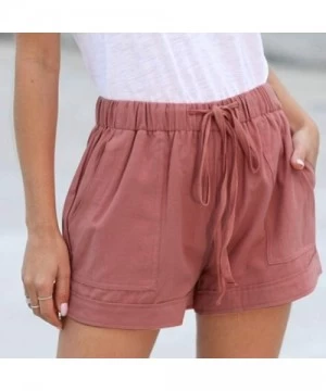 Board Shorts Women Summer Beach Shorts with Pockets Drawstring Elastic Waist Lounge Shorts Pants - Pink - CY19C4G0662