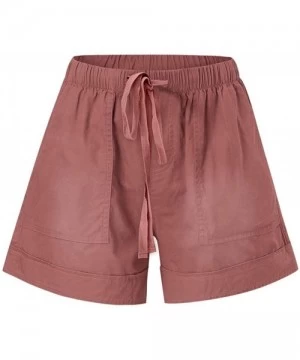 Board Shorts Women Summer Beach Shorts with Pockets Drawstring Elastic Waist Lounge Shorts Pants - Pink - CY19C4G0662