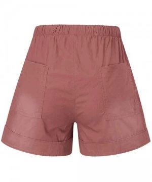 Board Shorts Women Summer Beach Shorts with Pockets Drawstring Elastic Waist Lounge Shorts Pants - Pink - CY19C4G0662