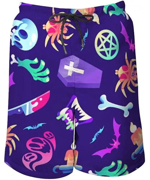 Board Shorts Men's Quick Dry Swim Trunks Breathable Beach Board Shorts Bathing Suit - Skull Zombies Pattern - CJ199QH494T